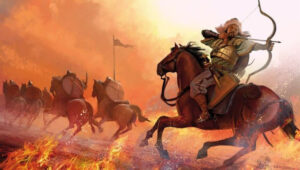یک سرباز مغول در حال تیراندازی